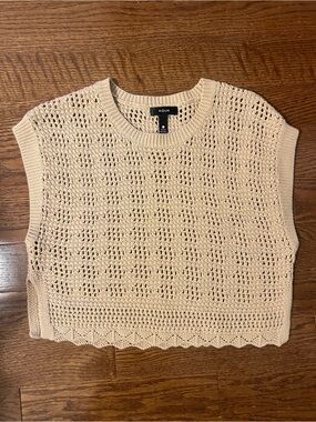 Aqua Cream Open-Knit Sleeveless Crop Sweater